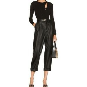 Pistola Slate Black Faux Leather Kellin Pleated Trouser